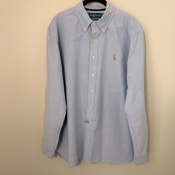 Ralph Lauren Mens Classic Fit Button Down Oxford Shirt Blue Business Preppy XL - Picture 2 of 12